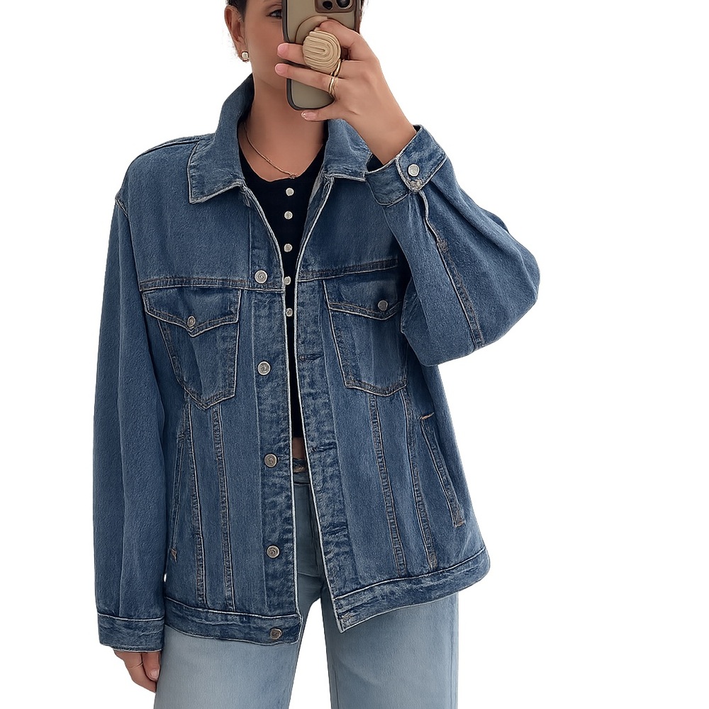 Abercrombie Women’s Oversized Blue Denim Jacket- Size Medium‎